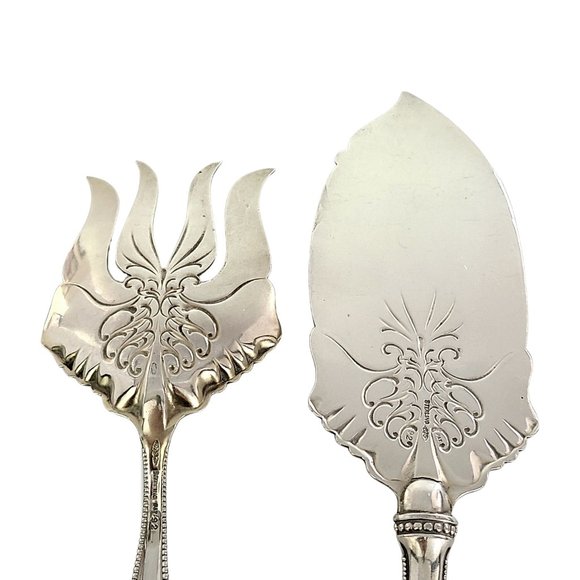 Antique George Shiebler Sterling Silver Sandringham 2pc Fish Serving Set #10180 - Picture 6 of 10